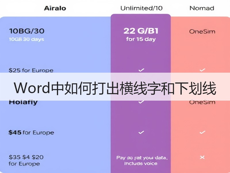 Word中如何打出横线字和下划线